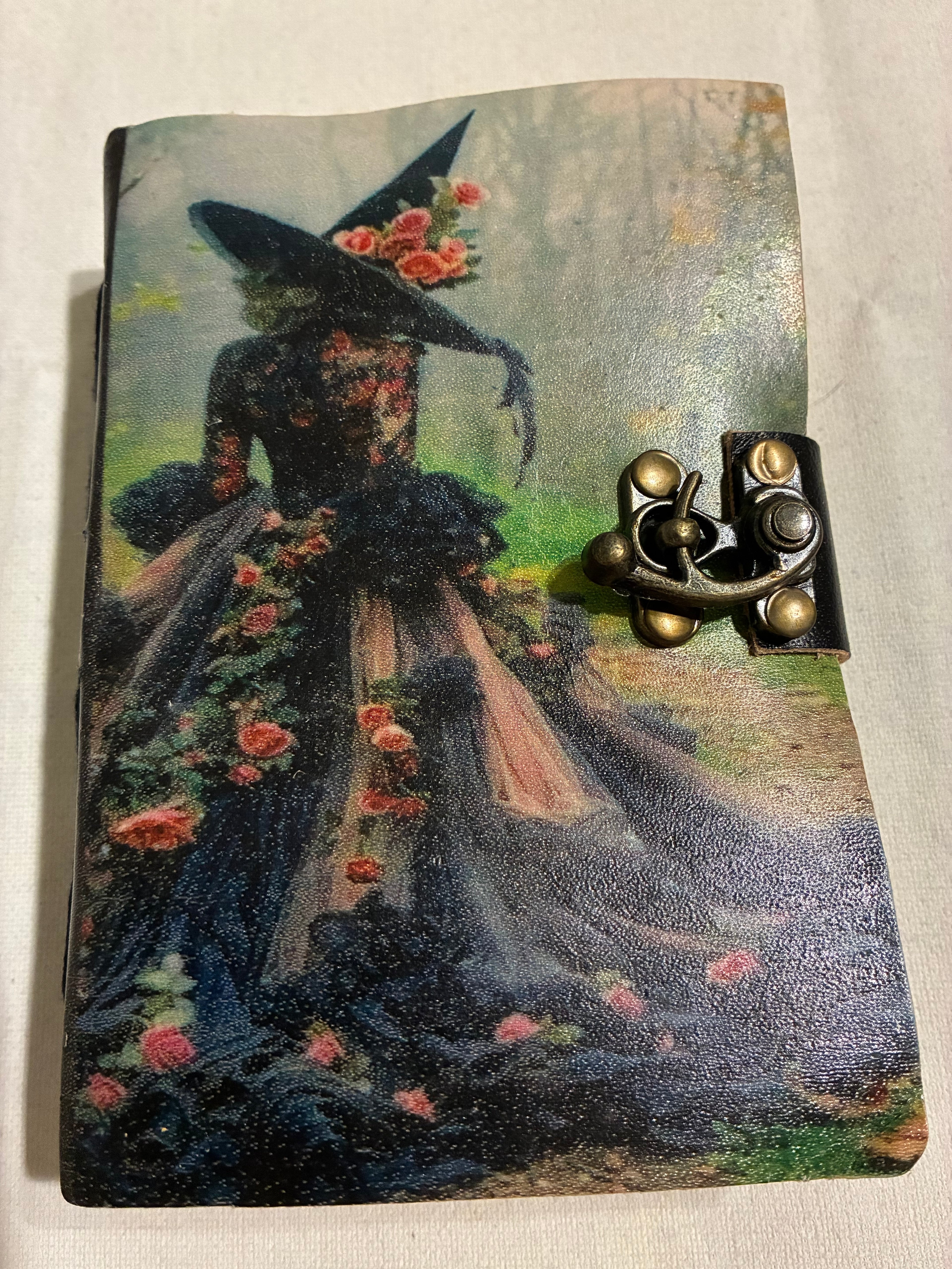 Handmade fancy witch leather bound journal
