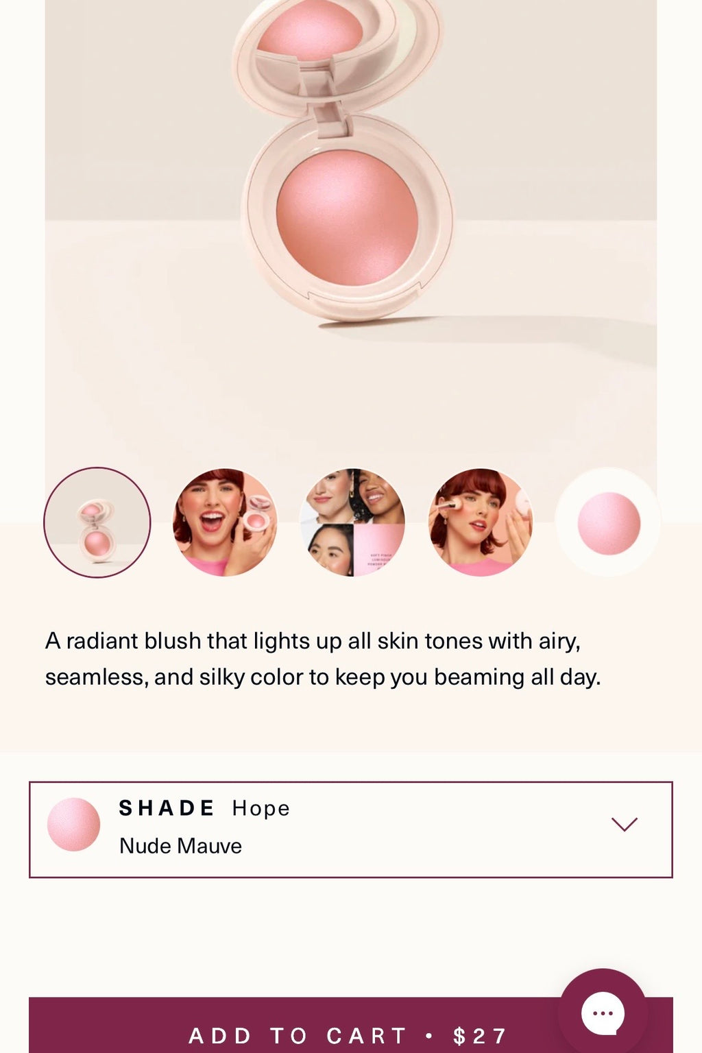 Rare beauty soft pinch blush- shade hope