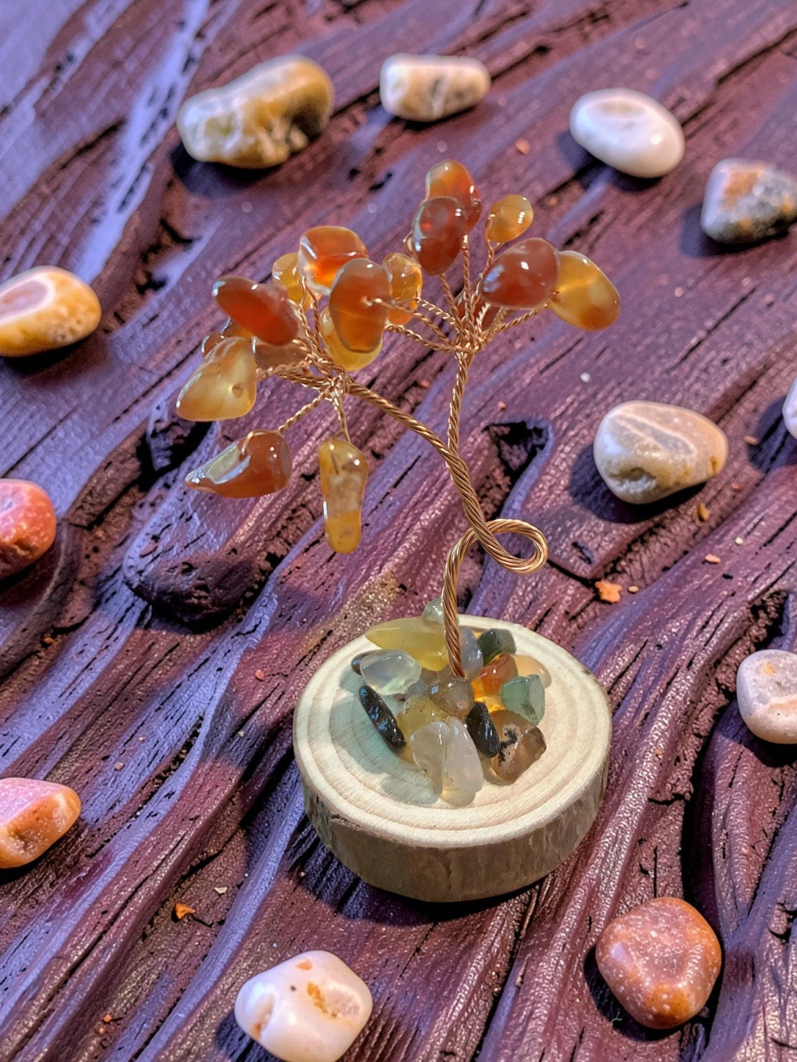 Carnelian tree of life sculpture