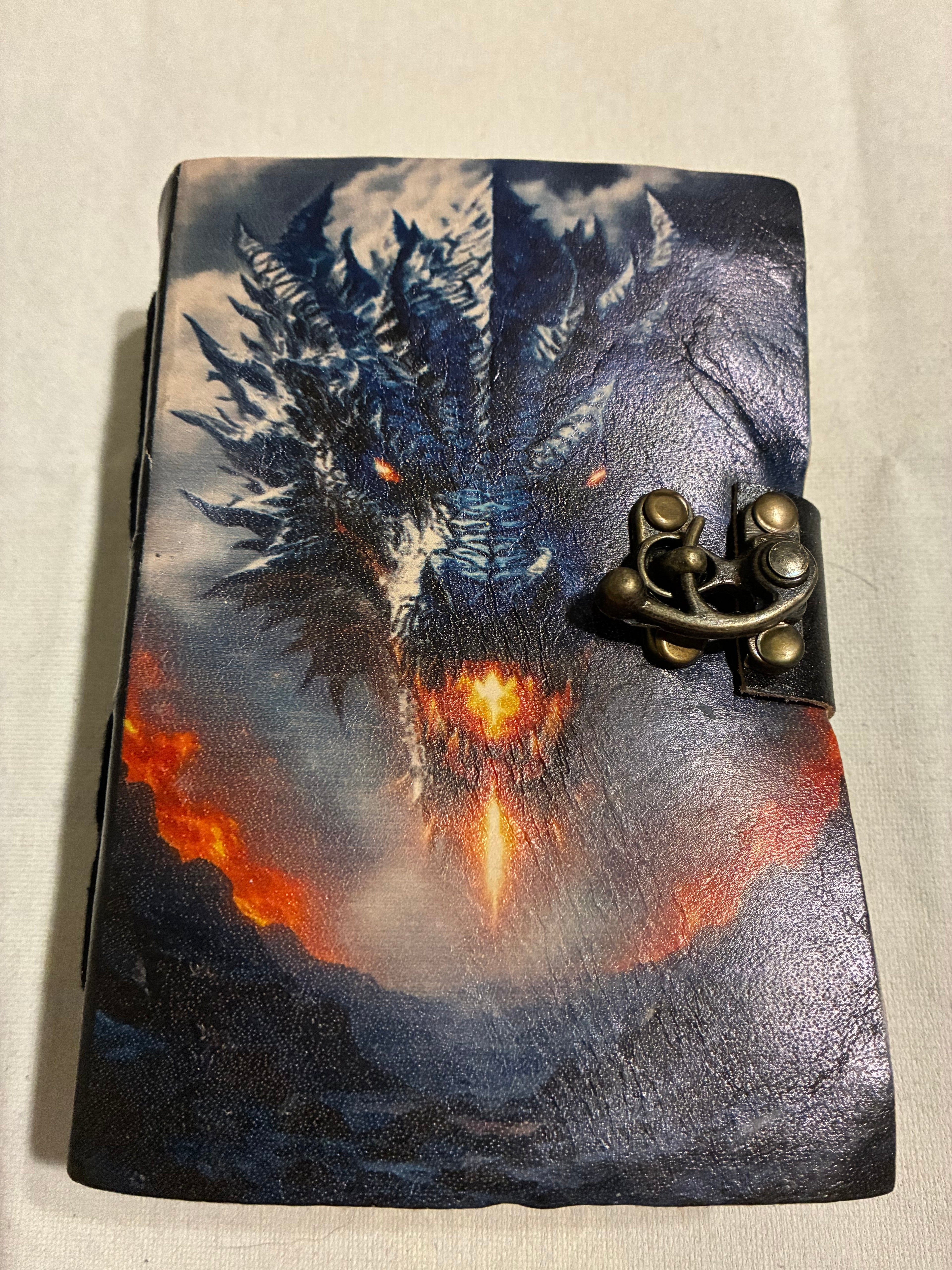 Handmade dragon leather bound journal ￼