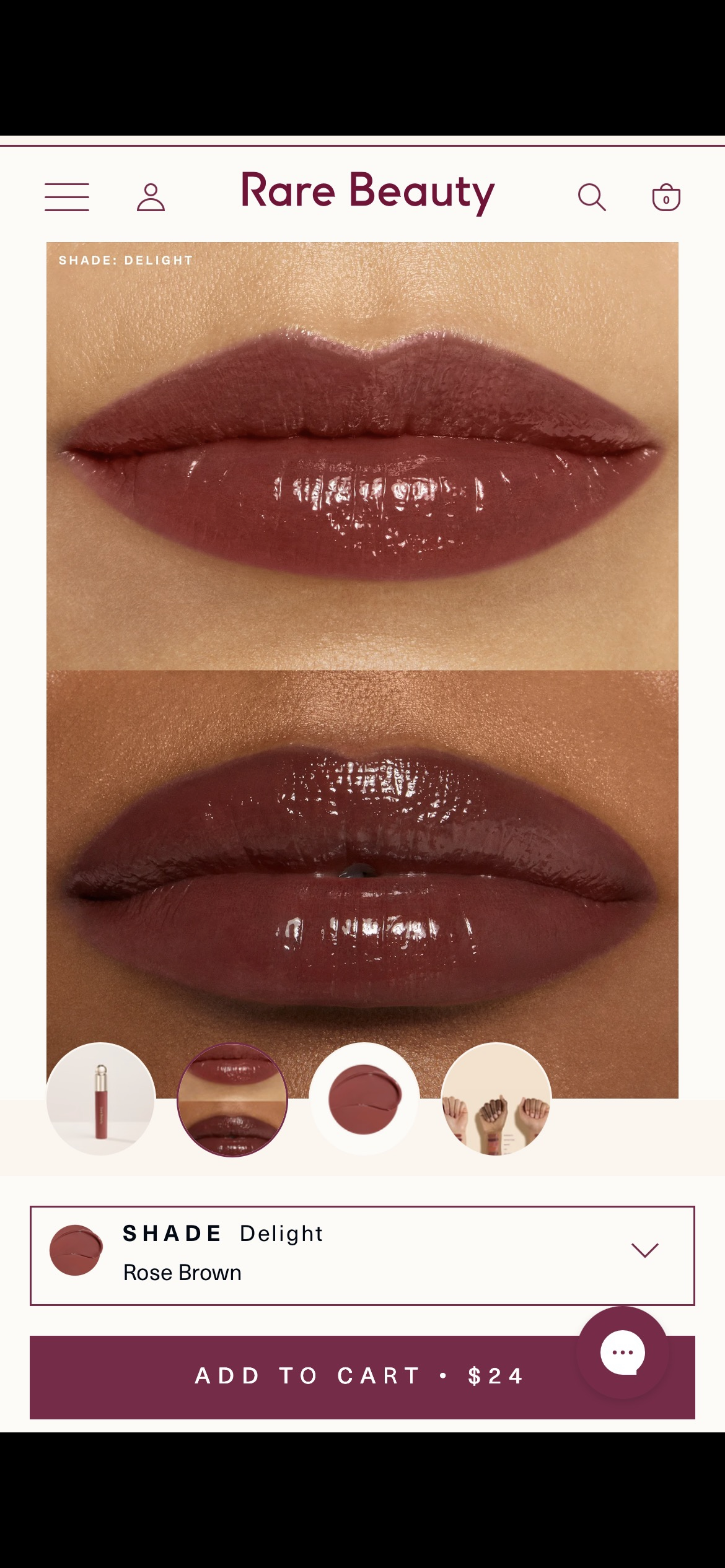 Rare beauty, soft pinchtinted lip oil, shade delight