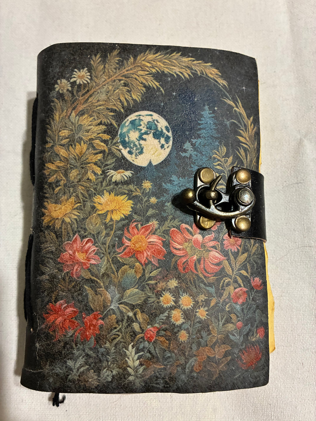 Handmade meadow Moon leather bound journal ￼