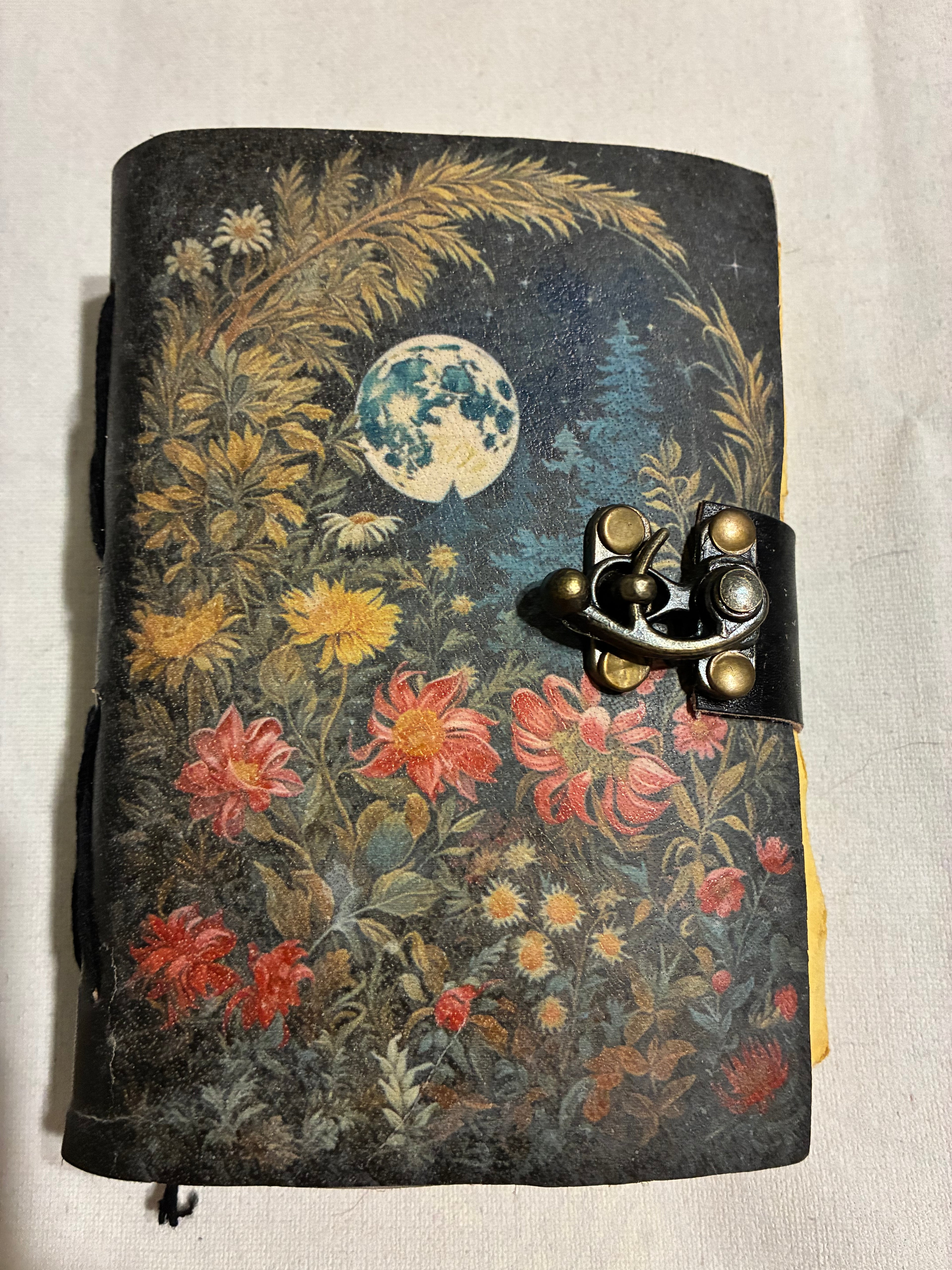 Handmade meadow Moon leather bound journal ￼