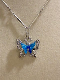 Silver plated blue stone butterfly with rhinestones