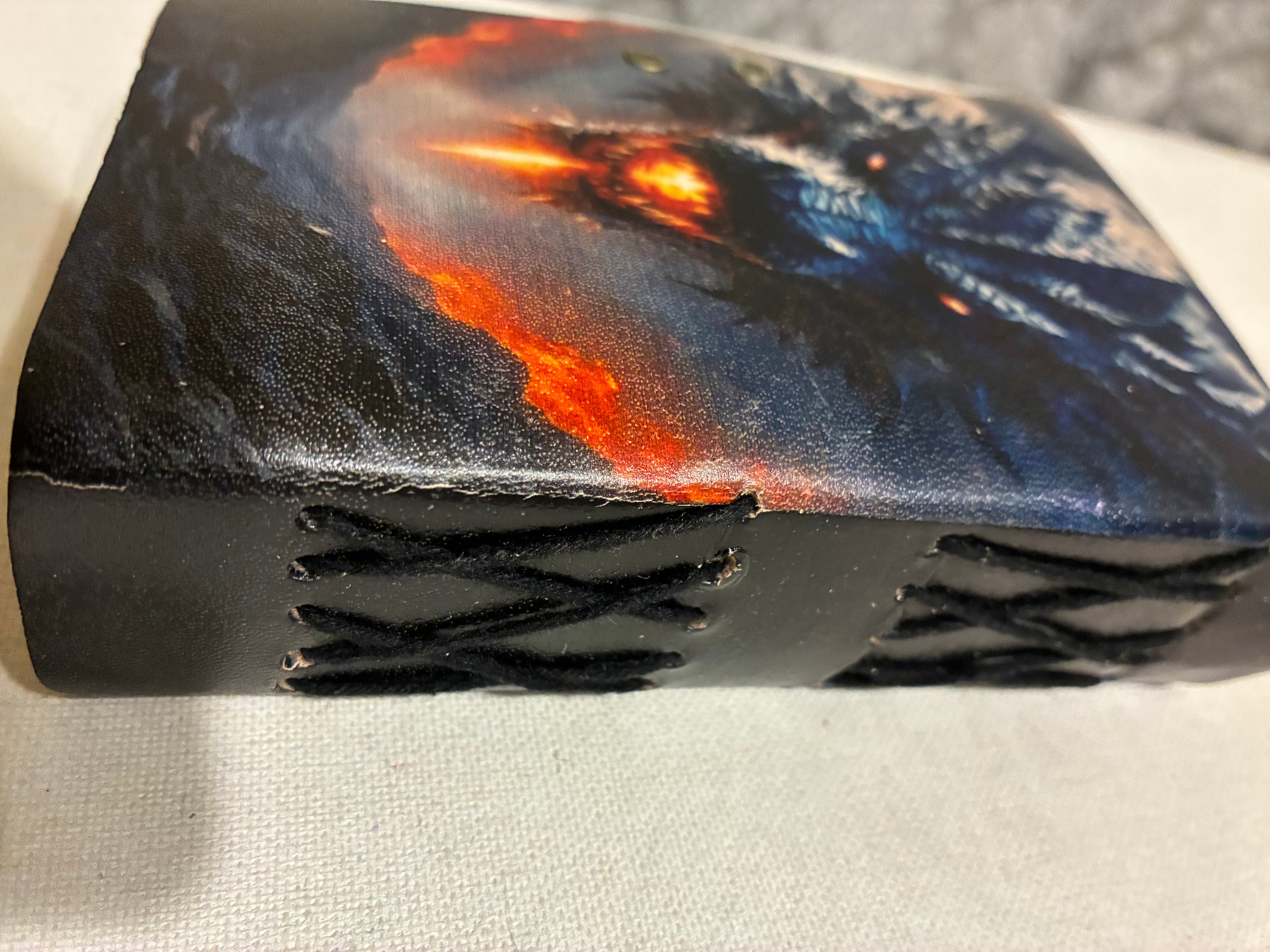 Handmade dragon leather bound journal ￼