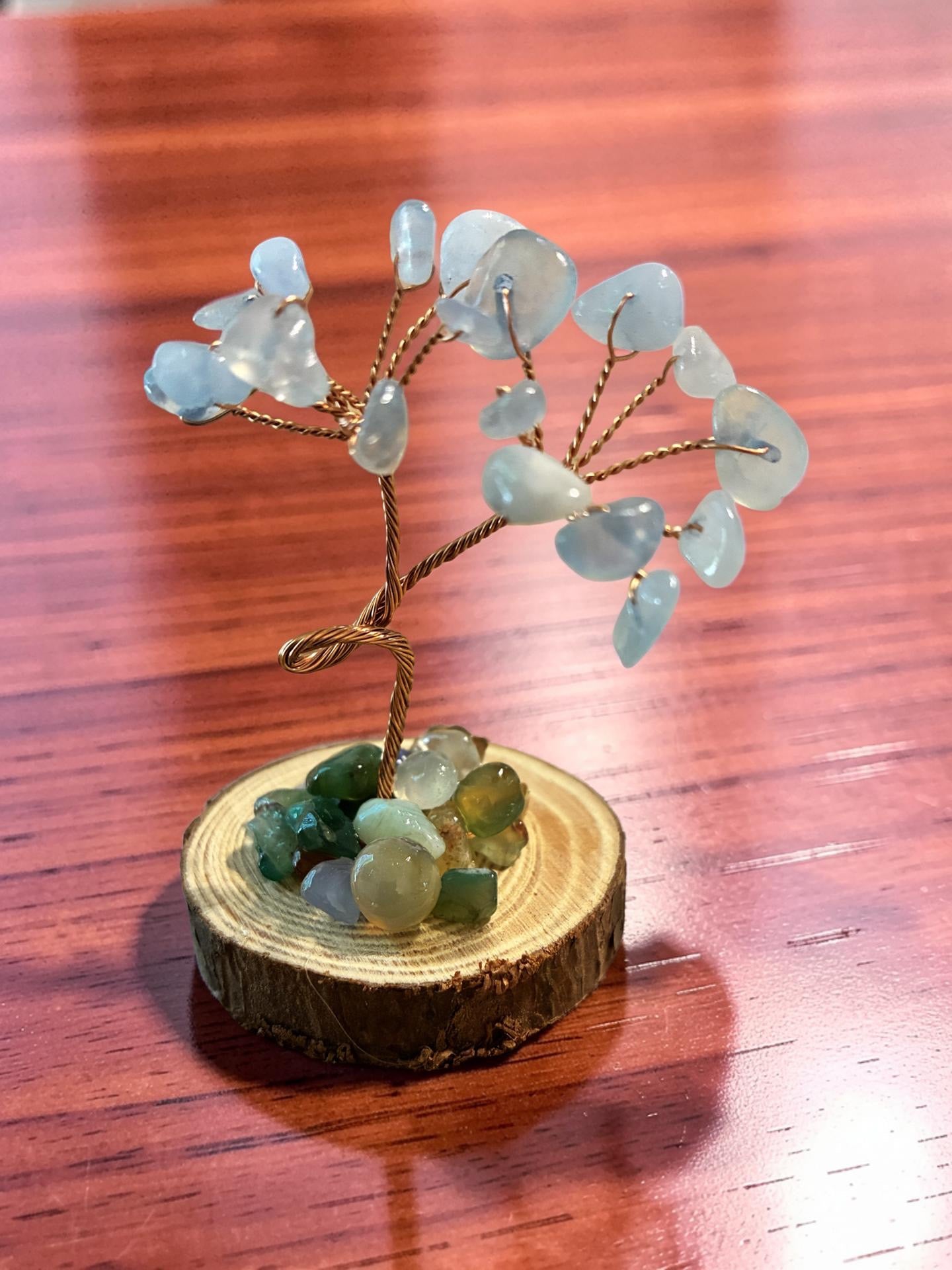 Aquamarine tree of life sculpture
