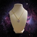 Gold plated lavender butterfly pendant