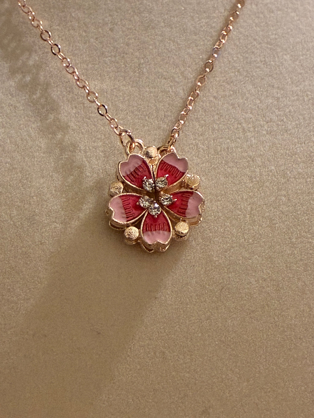 Rose gold plated magnetic pink flower