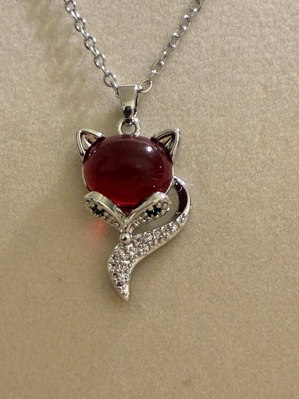 Stainless steel red stone cat rose