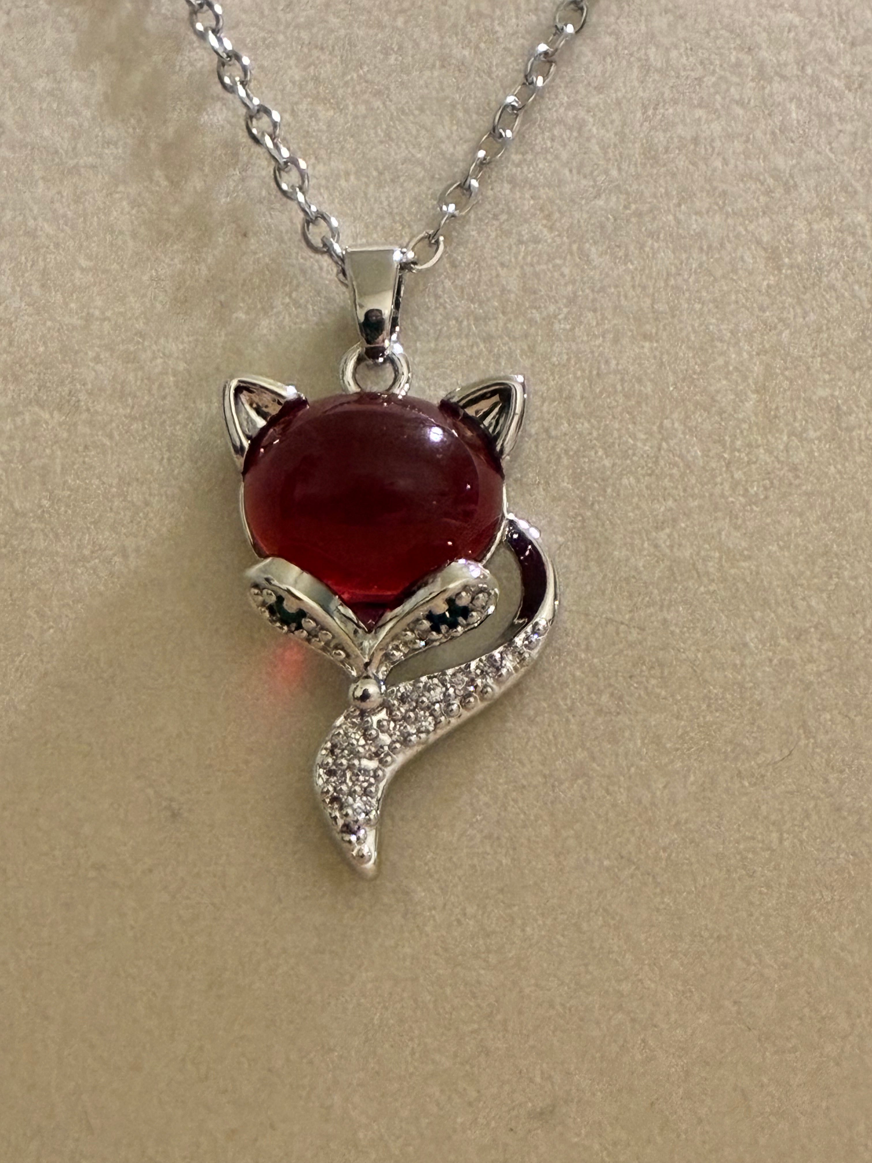 Stainless steel red stone cat rose