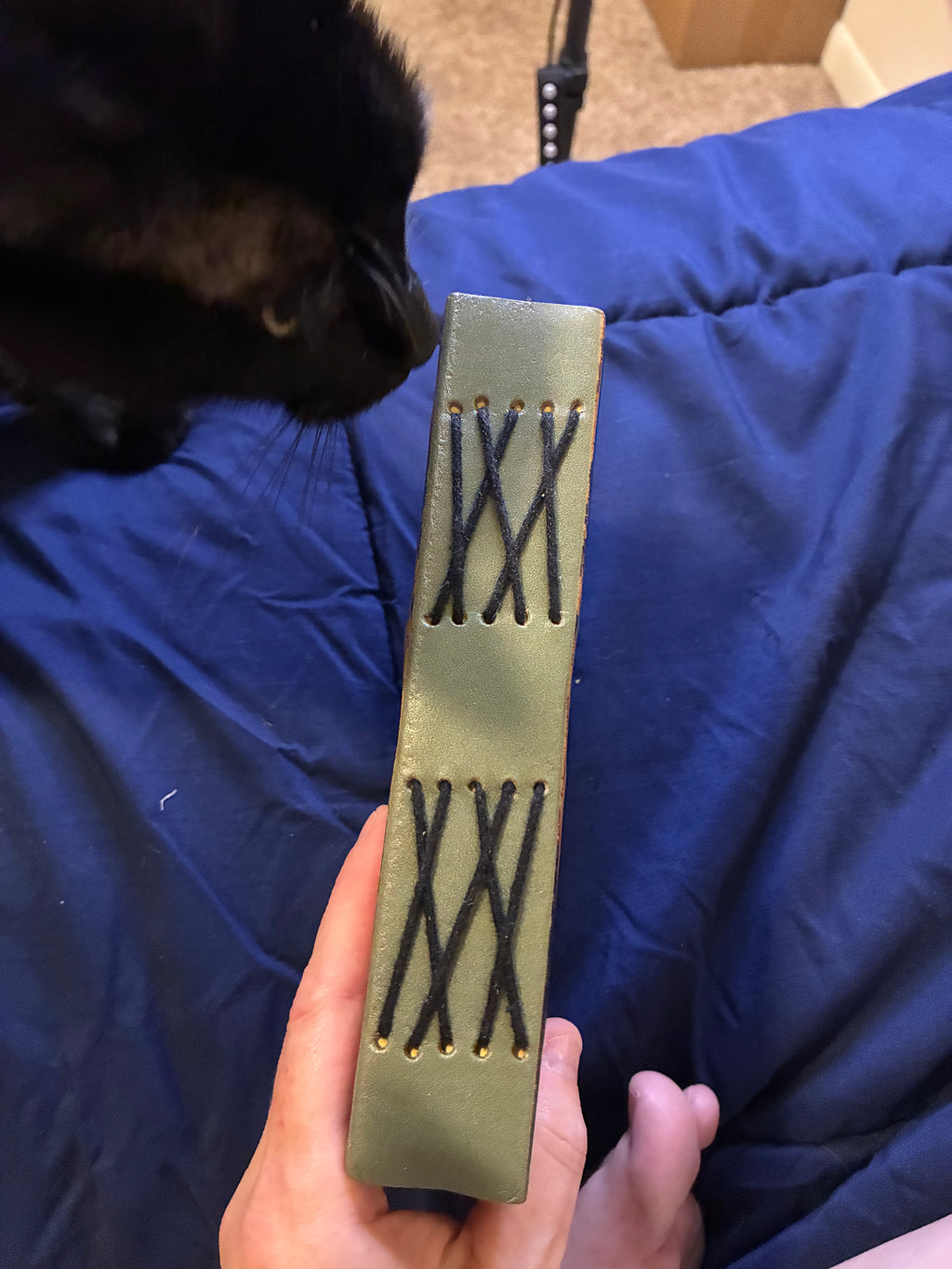 Black cat leather journal