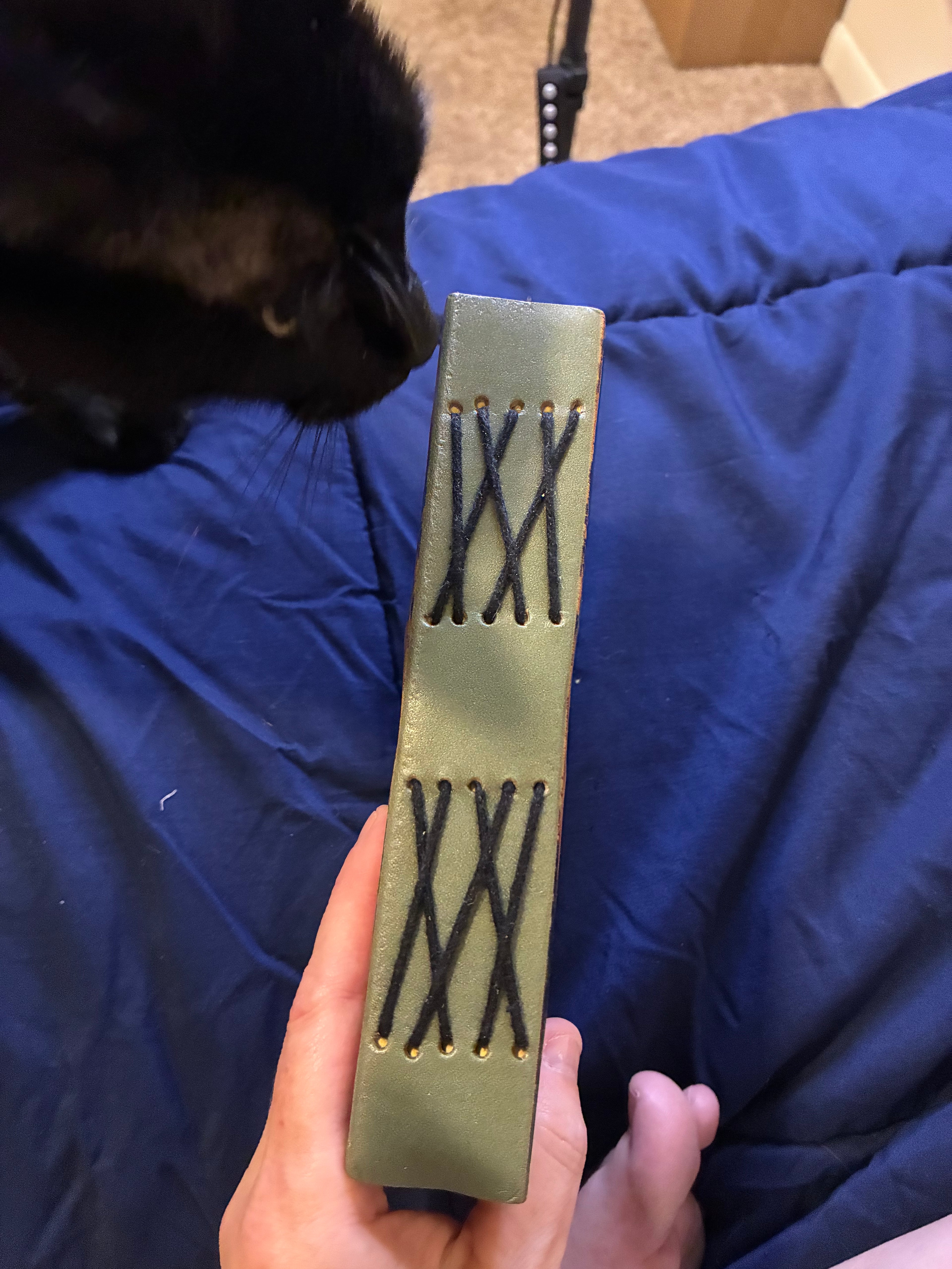 Black cat leather journal