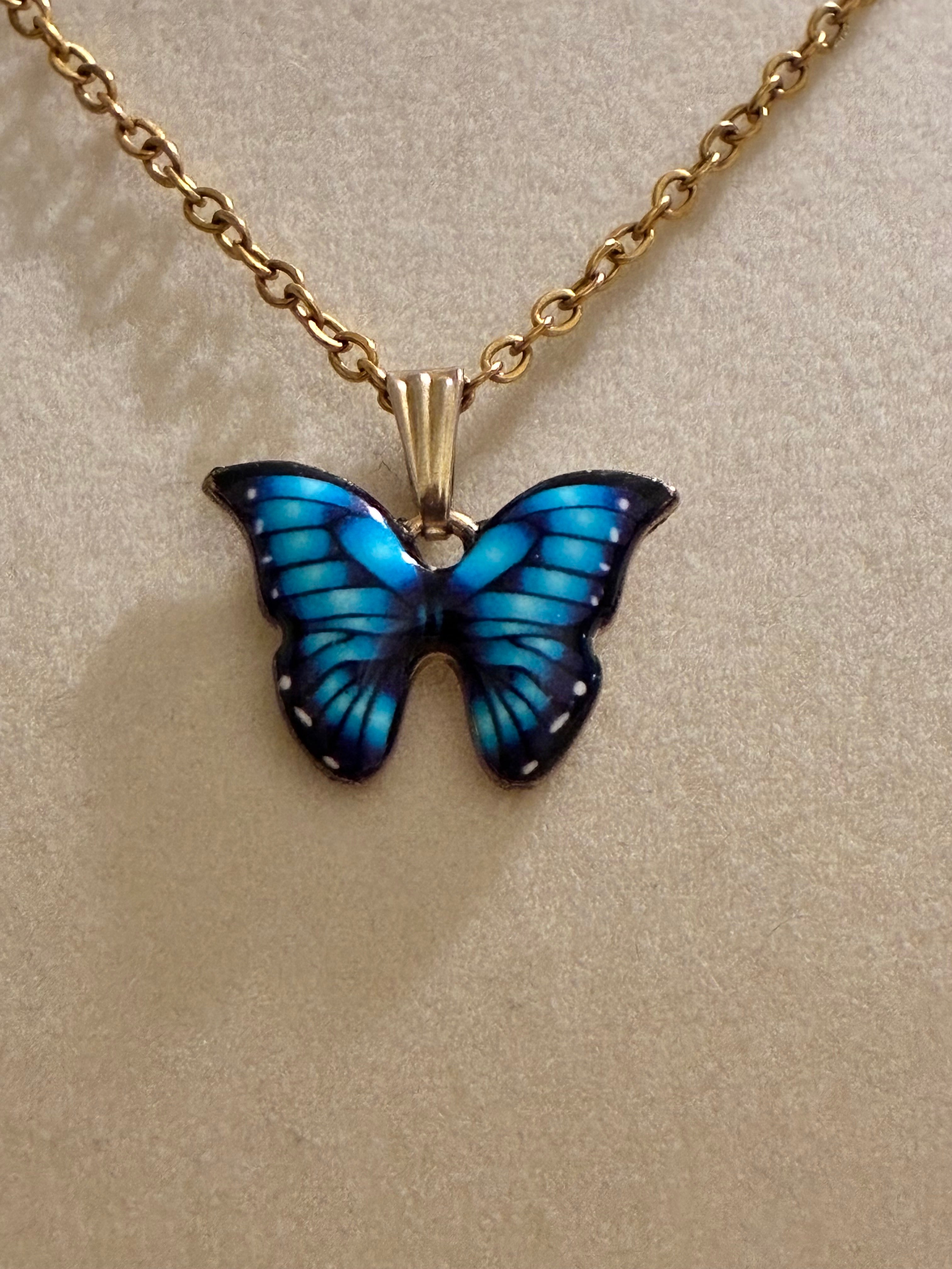 Gold plated blue butterfly