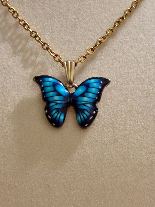 Gold plated blue butterfly