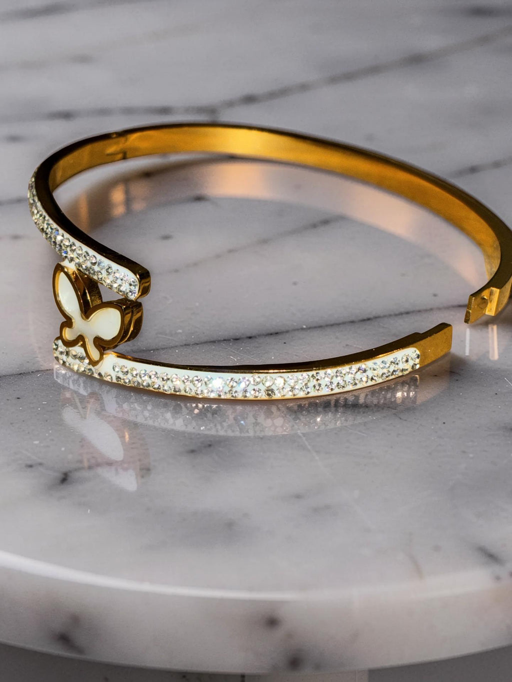Gold plated, opal rhinestone bracelet