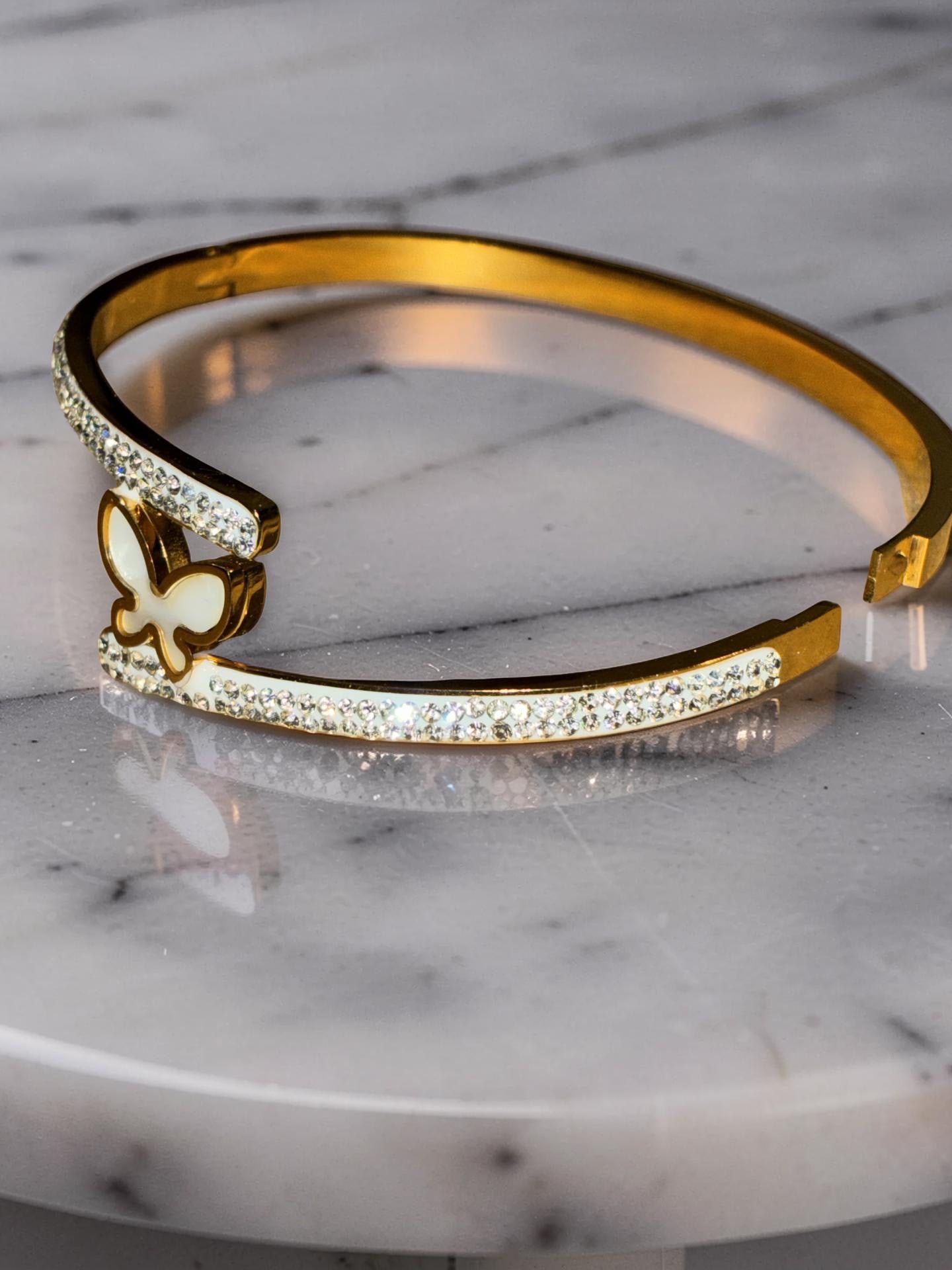 Gold plated, opal rhinestone bracelet