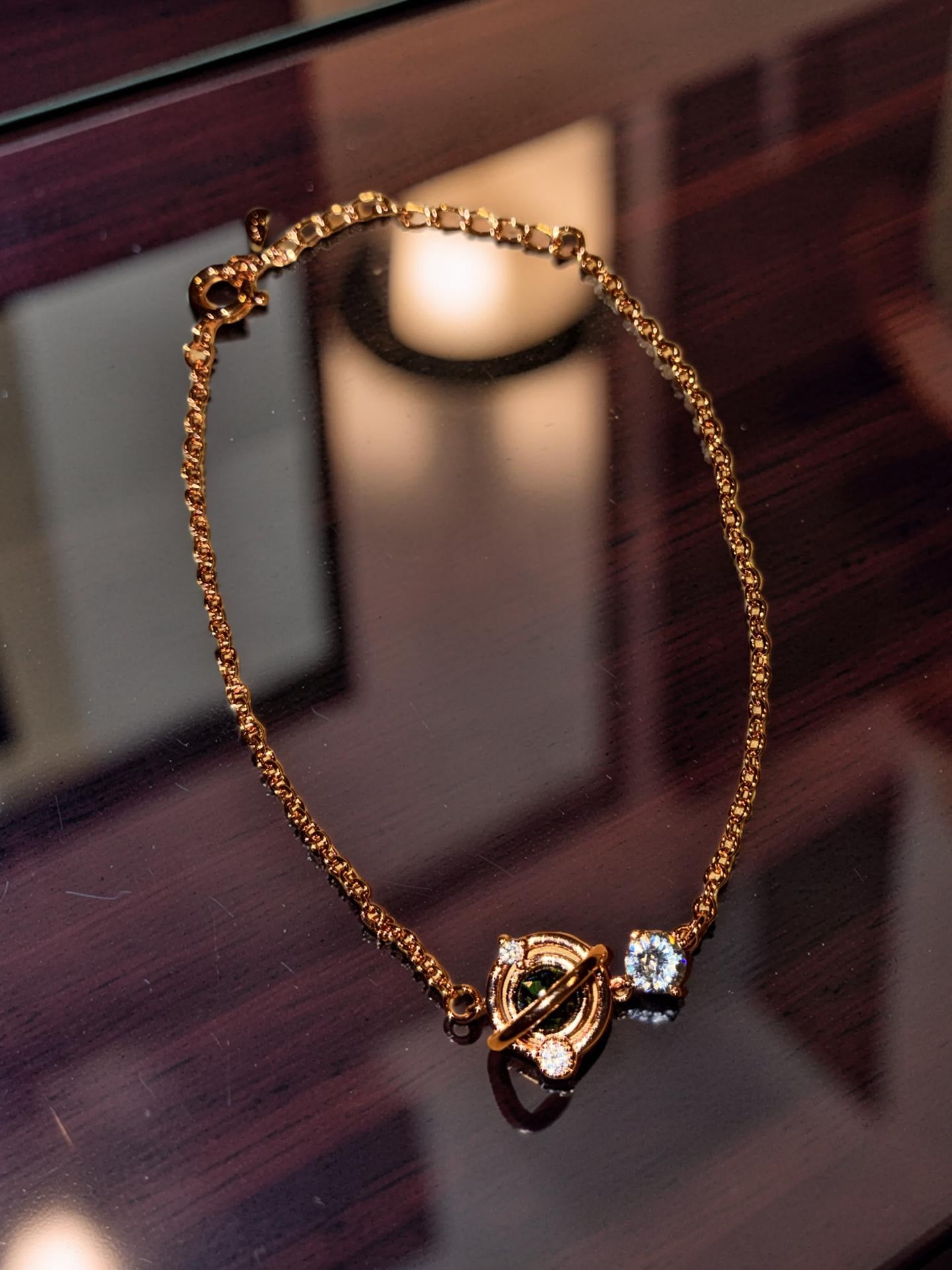 Stainless steel gold plated galaxy with rhinestones dainty