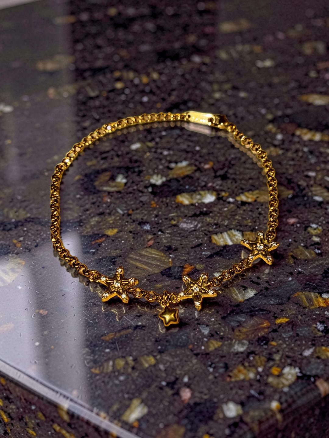 Gold plated stars with rhinestones