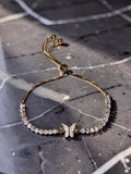 Silver plated adjustable butterfly with rhinestones