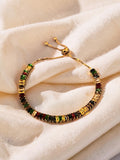 Rose gold plated, multicolored adjustable tennis bracelet