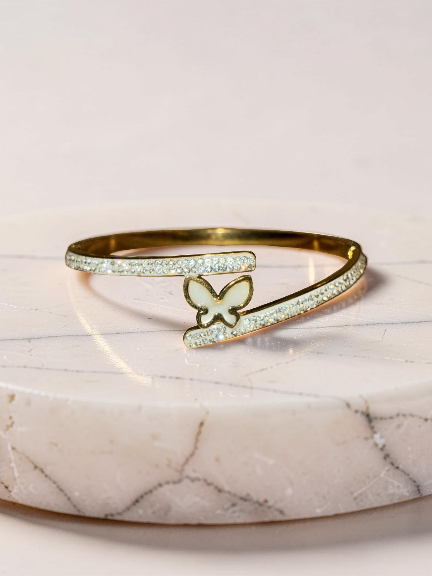 Gold plated, opal rhinestone bracelet
