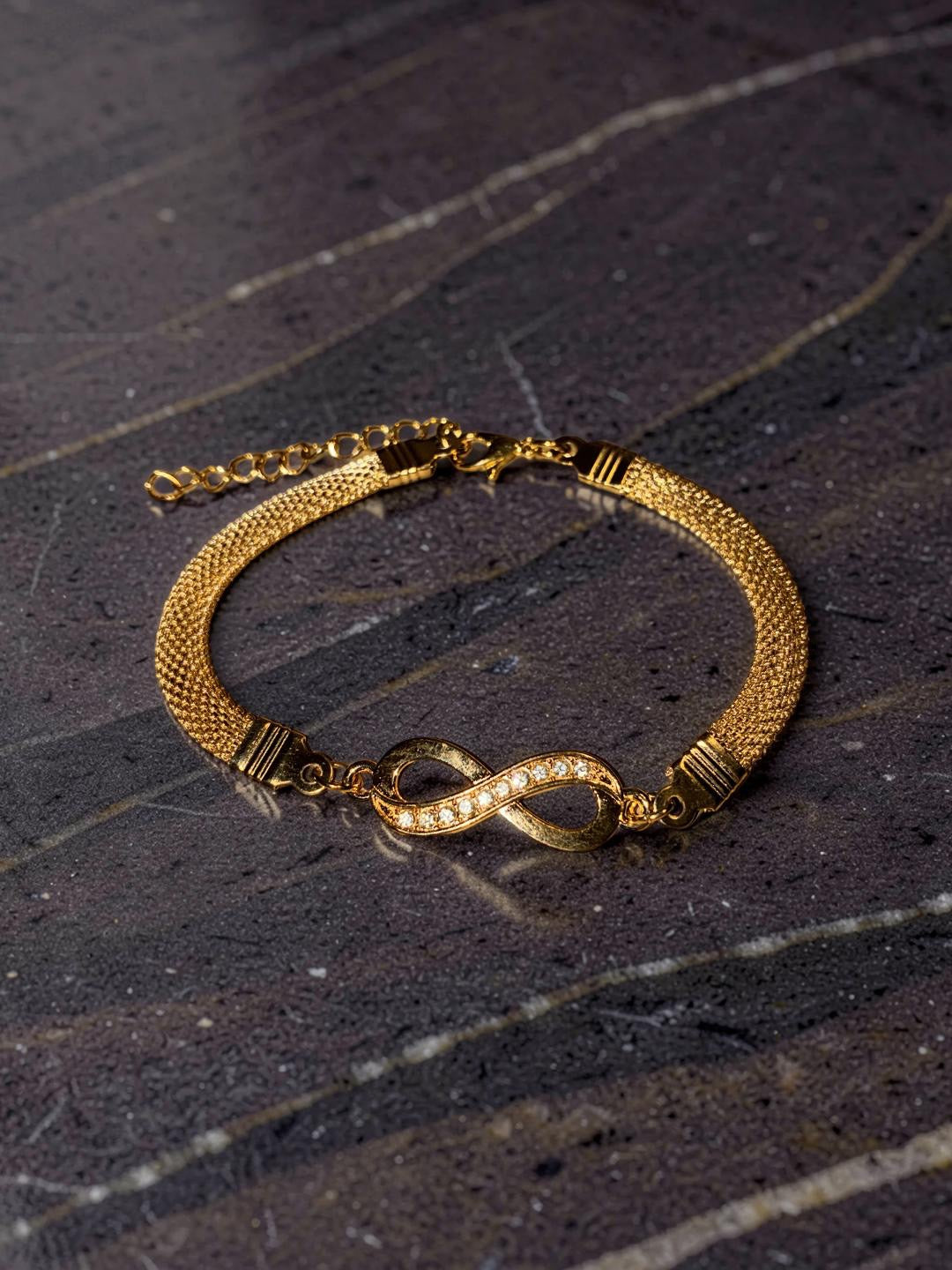 Gold plated, infinity, charm with rhinestones