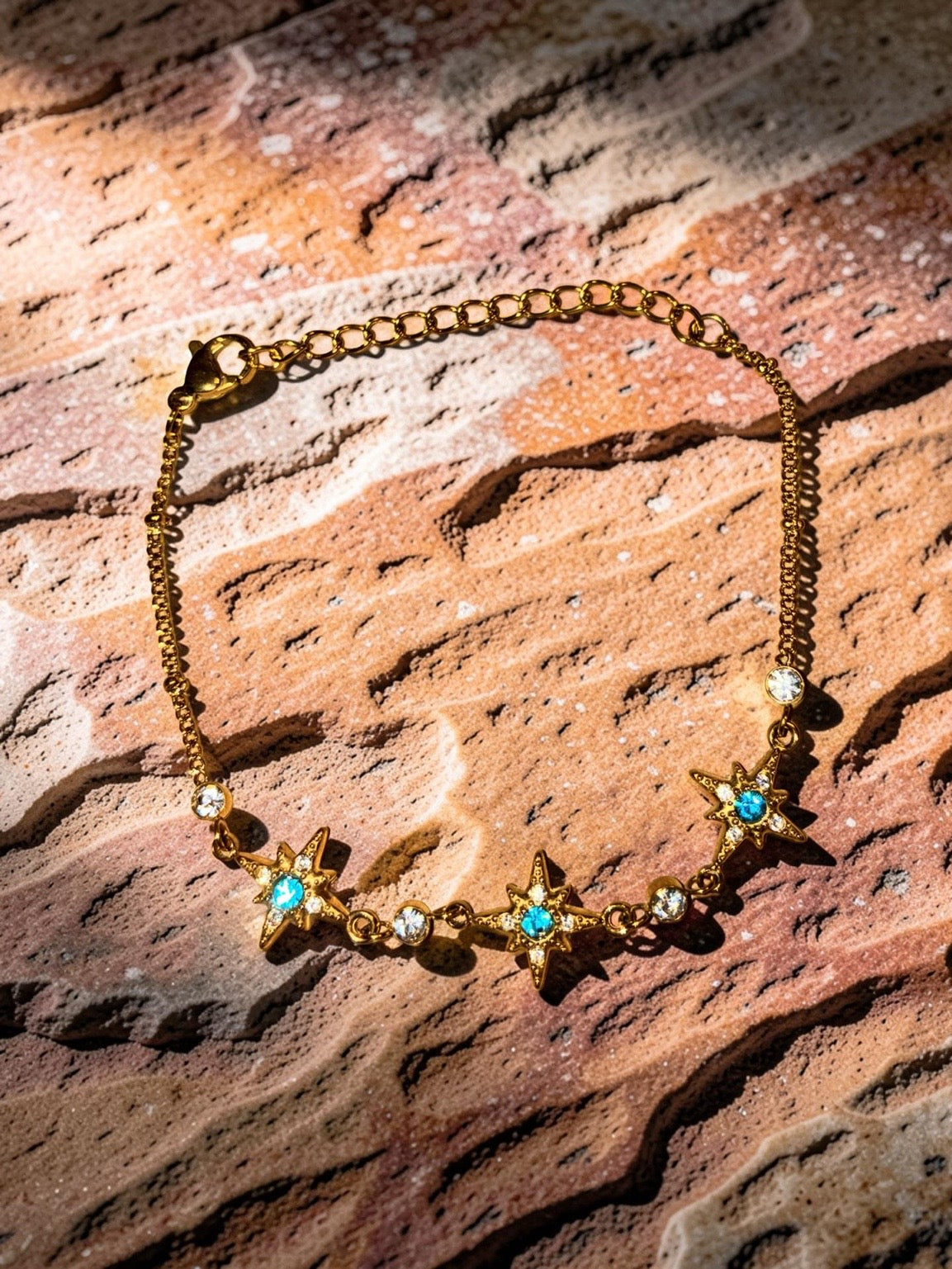 Gold plated stainless steel stars with rhinestones dainty