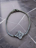 Silver plated flower with rhinestones