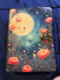 Moon flowers leather journal