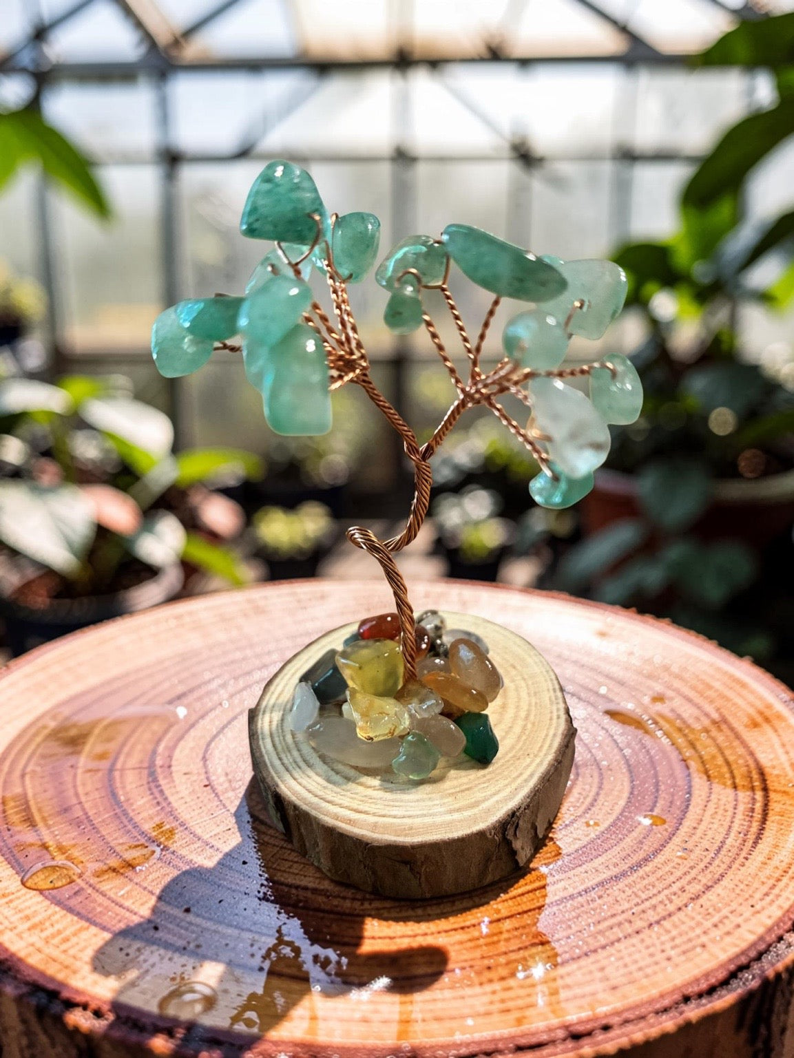 Green aventurine tree of life sculpture