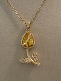 Stainless steel, gold plated, Yellowstone, tulip with rhinestones ￼