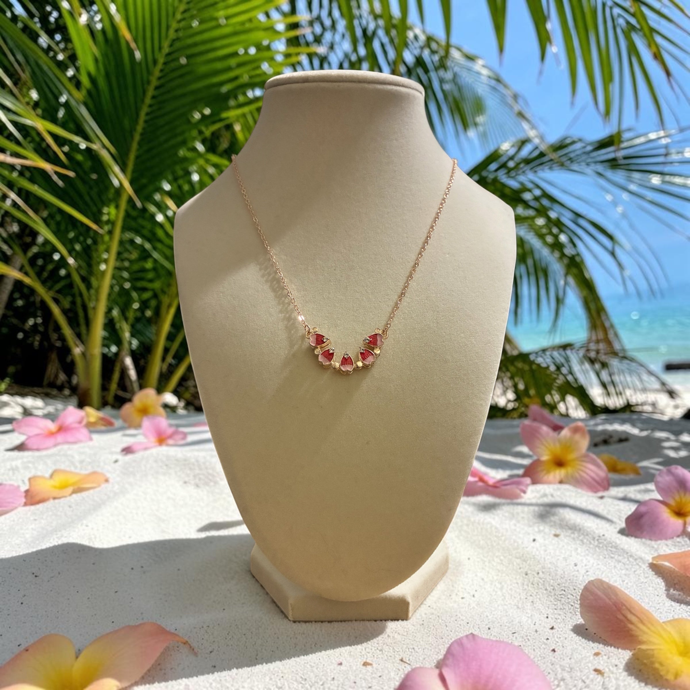 Rose gold plated magnetic pink flower