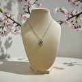 Stainless steel blue stone heart with rhinestones