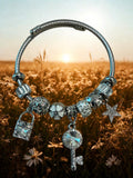 Handmade silver plated lock and key charm bracelet