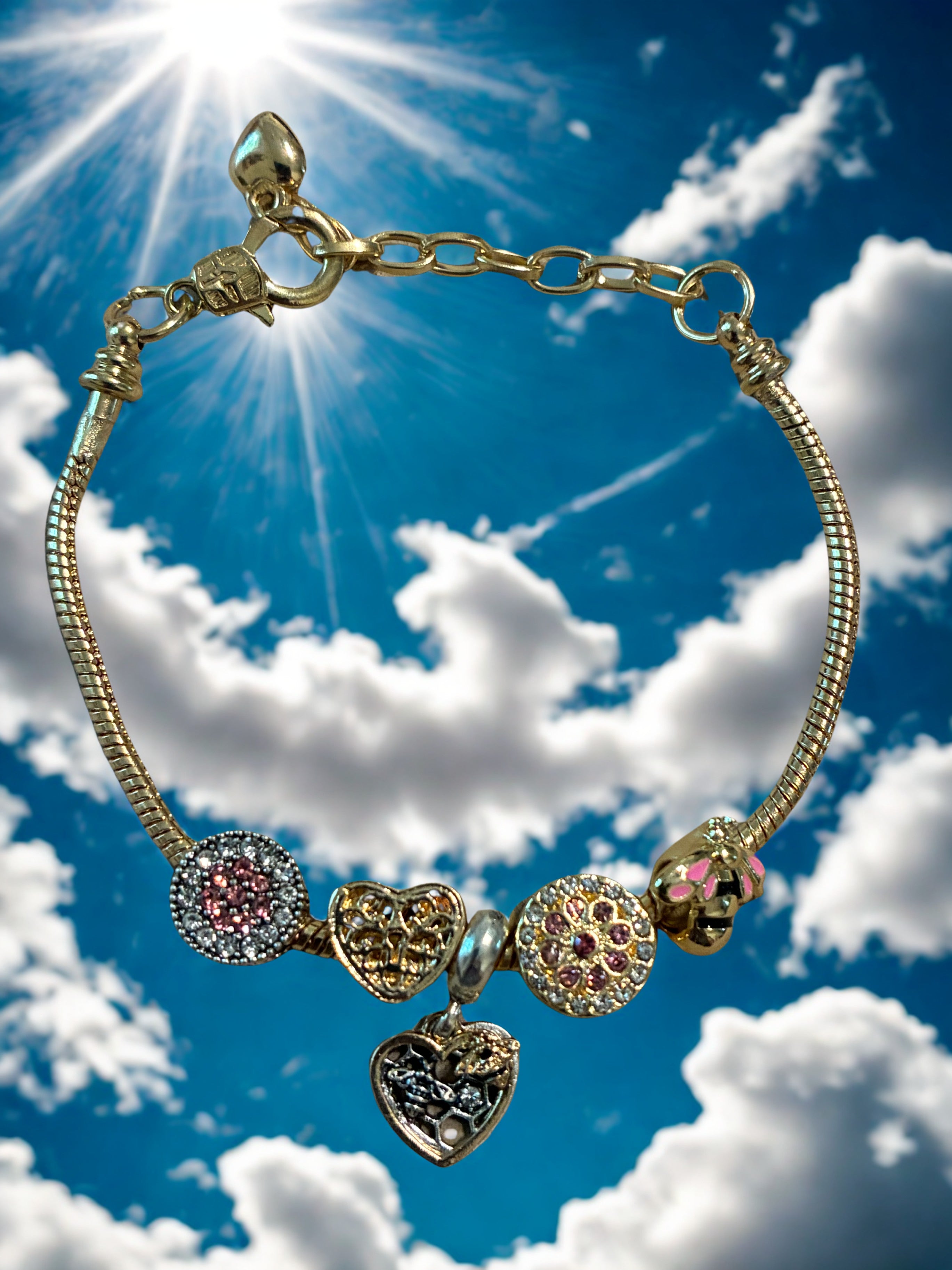 Handmade bee charm bracelet